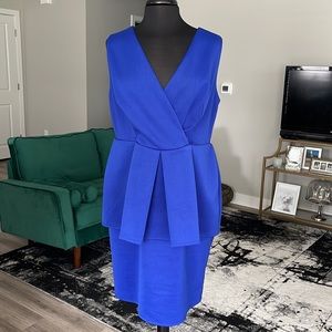 NWT ASOS Curve Royal Blue Peplum Dress - Size 14